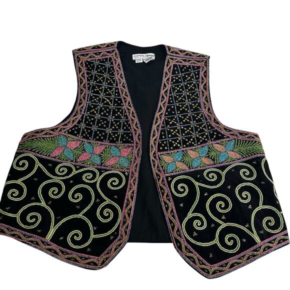 Carol Horn Workshop Boho Sequins Velvet Metallic Quilted One Size - Picture 1 of 8